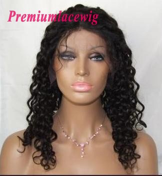 16inch natral color Brazilian hair waterwave lace front wig