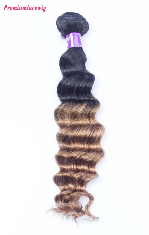 16 inch Loose Wave Ombre Three Tone Hair 1B/30 Malaysian Hair Human Hair Bundles