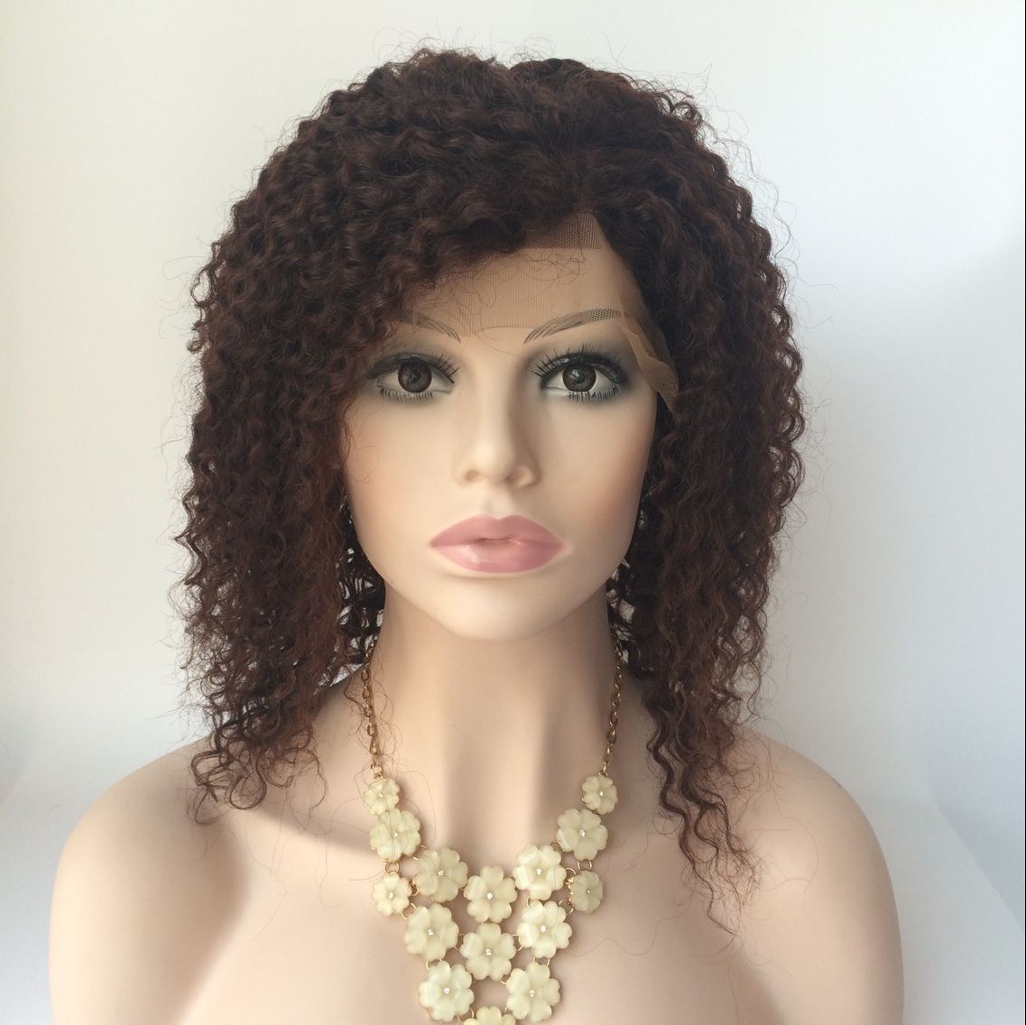 14inch color2 Brazilian hiar curly lace front wig