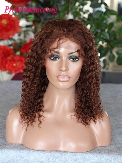 16inch color4 highlight#27 Peruvian kinky curl hair lace front wig