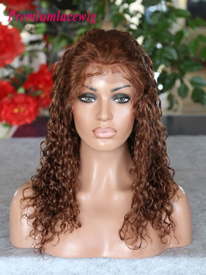 Peruvian curly hair lace front wig 16inch Color 4