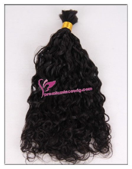 16inch natural color curly brazilian bulk hair extension PWL102