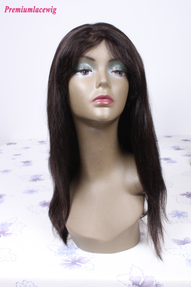 16inch natural color Peruvian hair straight lace front wig