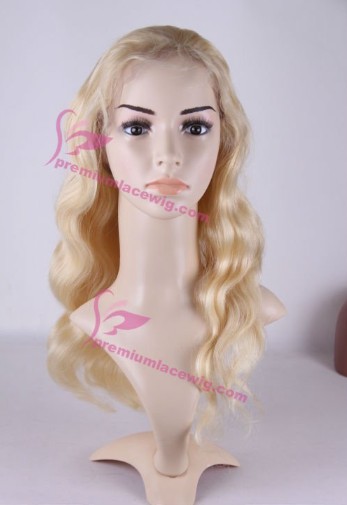 18 inch color 613 malaysian virgin hair body wave blonde full lace wig