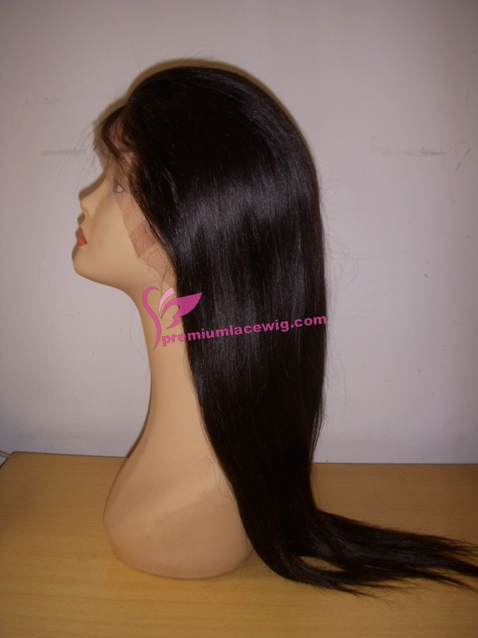 18inch 1b# straight european virgin hair full lace wig PWS362