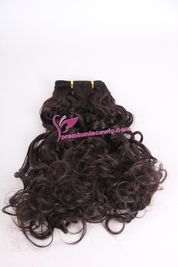 18inch 2# curly hand made hair weft PWC296