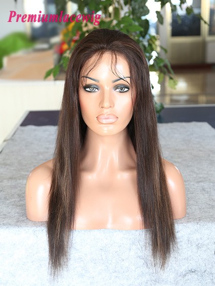 18inch color 2 highlight#30 Peruvian human hair straight lace front wig