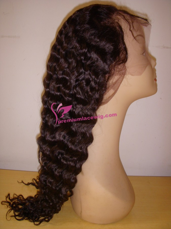 18inch natural color deep wave full lace wig PWS355