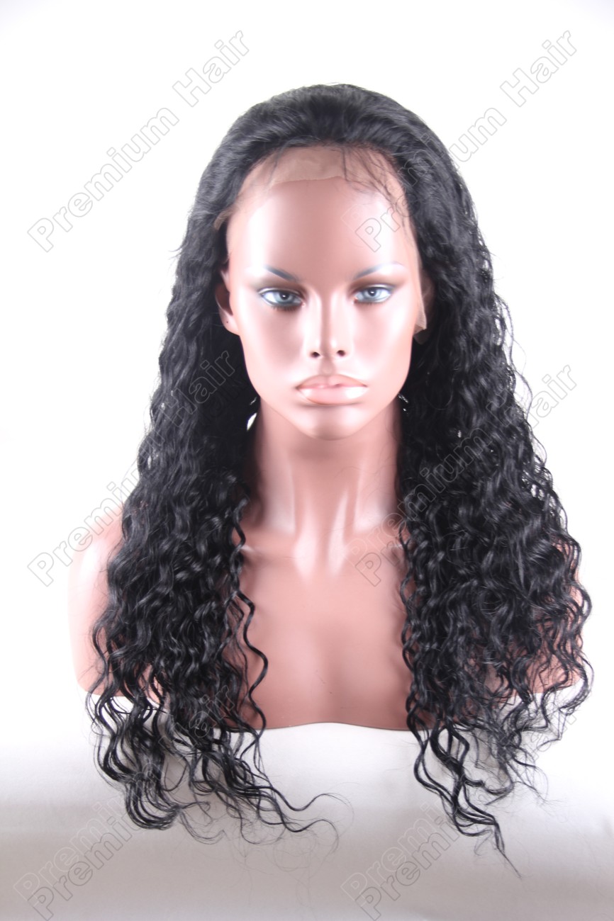 20 inch color 1 water wave indian remy hair full lace wig PWA-661