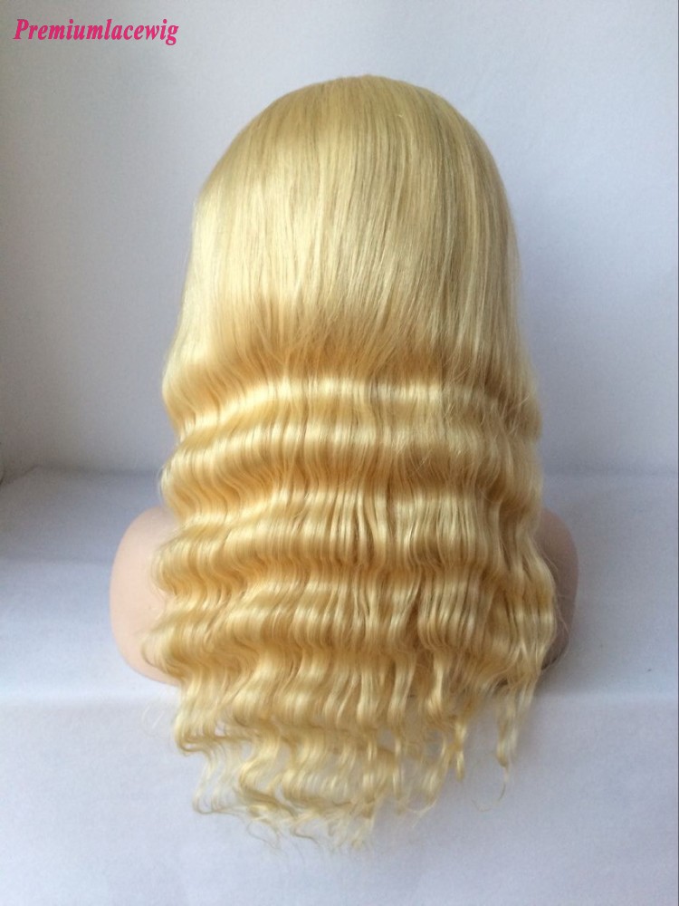 Brazilian Blonde Full Lace Wig Deep Wave Color 613 16inch