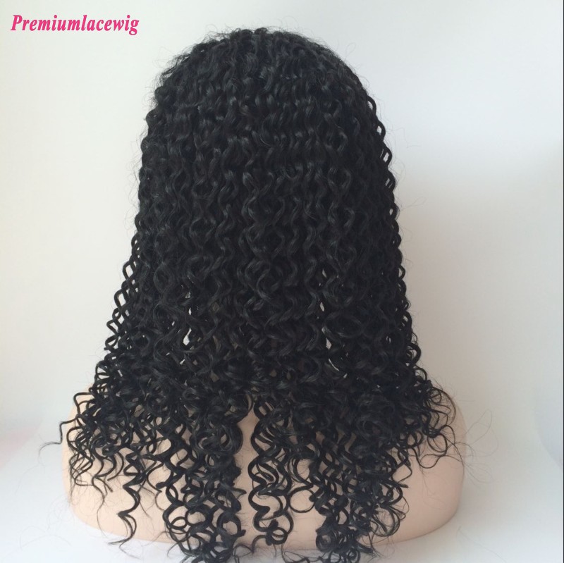 Curly Peruvian Virgin Hair Full Lace Human Hair Wigs 16inch