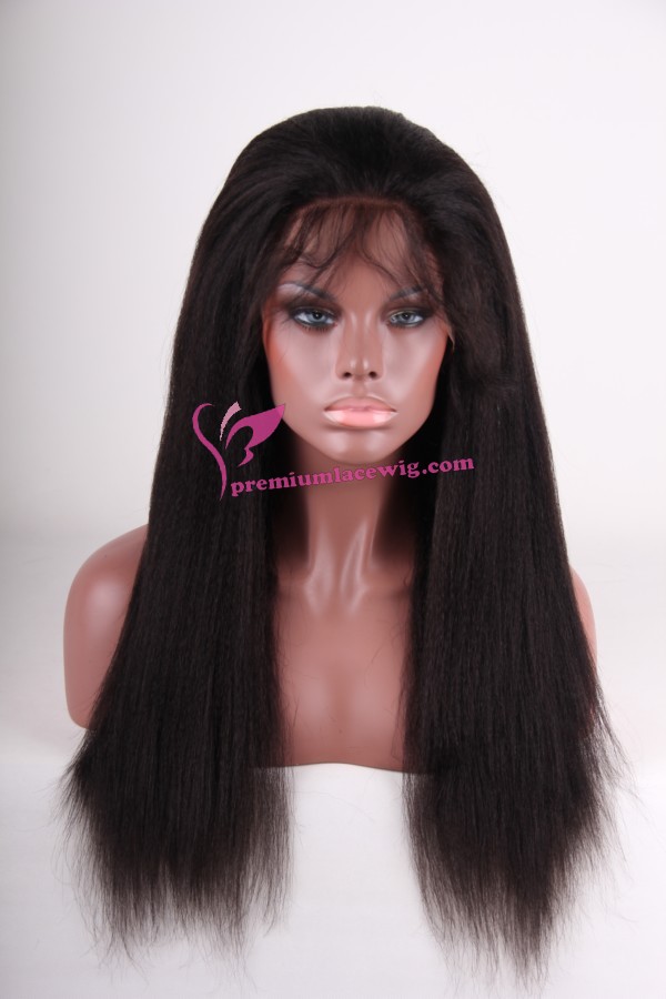 18 inch Kinky straight indian remy hair lace wig