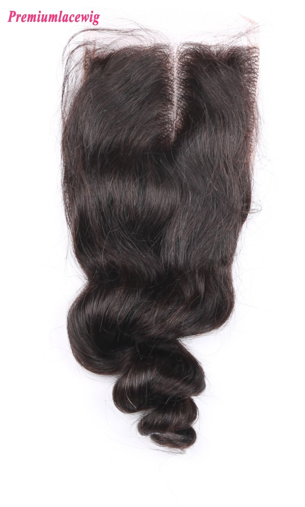 Lace Closure Brazilian Loose Wave Hair Middle Part 14inch