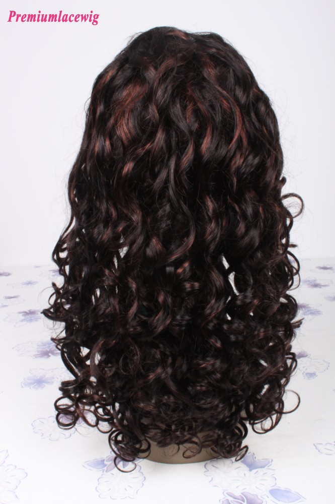 spirl curl Brazilian Full Lace Wig Color 1B highlite 33 18inch