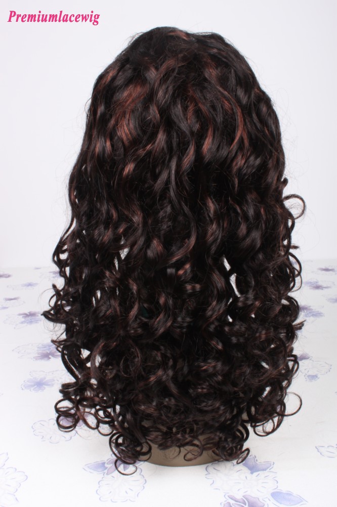 spirl curl Brazilian Full Lace Wig Color 1B Highlight 33 18inch