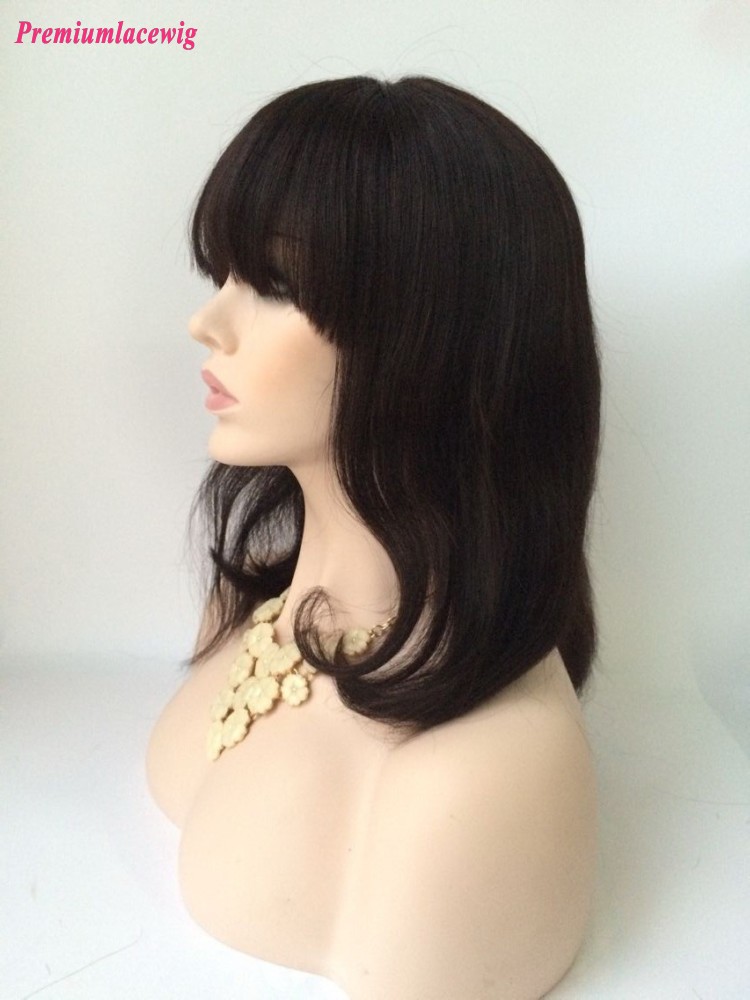 Bang 10inch BoB Natural Color Straight Full Lace Wig Brazilian Virgin Hair