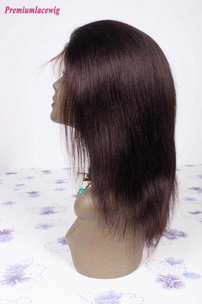 12inch Straight Chinese Virgin Hair Full Lace Wigs Color 1B