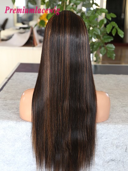 24inch Straight Full Lace Wig Brazilian Color 1B Highlight 30