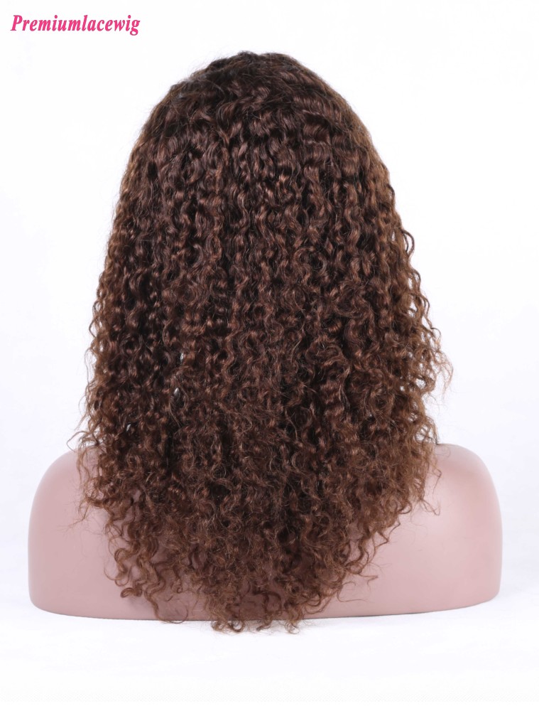 Afro Curly Malaysian Silk Top Full Lace Wigs Color4 18inch