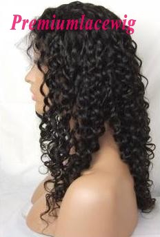 Indian Virgin Hair Full Lace Human Hair Wigs Water Wave 16inch