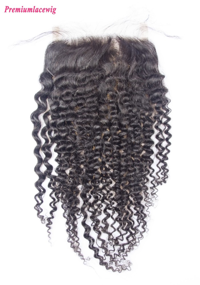 Peruvian Kinky Curly Lace Closure Free Part 16inch