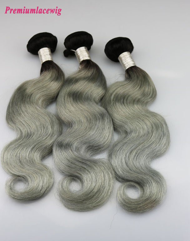 1pc Body Wave Hair Bundles Brazilian Hair Color 1B-Grey 14inch