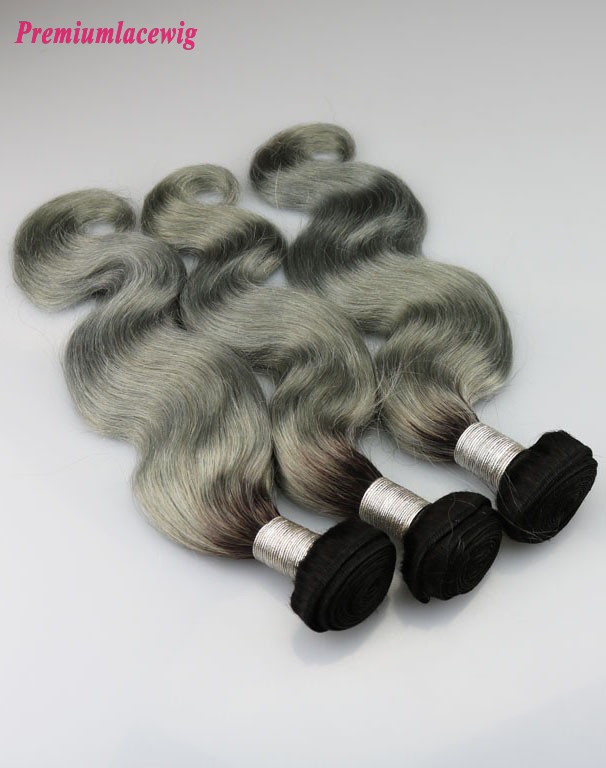 Peruvian Body Wave Hair Bundles 1 Bundle Color 1B-Grey 14inch