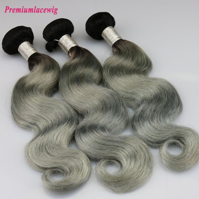 Color 1B-Grey Hair Bundles 1pc/lot Malaysian Body Wave Hair 16inch