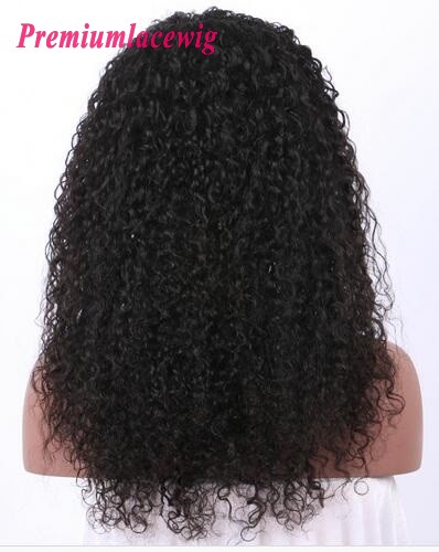 150% Density Kinky Curly Peruvian Hair 360 Lace Frontal Wigs Pre Plucked 18inch