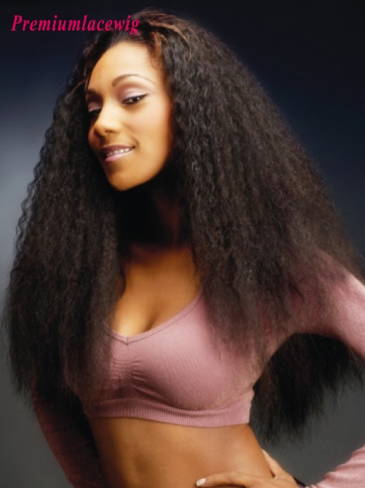 Kinky Straight Full Lace Wig Peruvian Human Hair 22inch