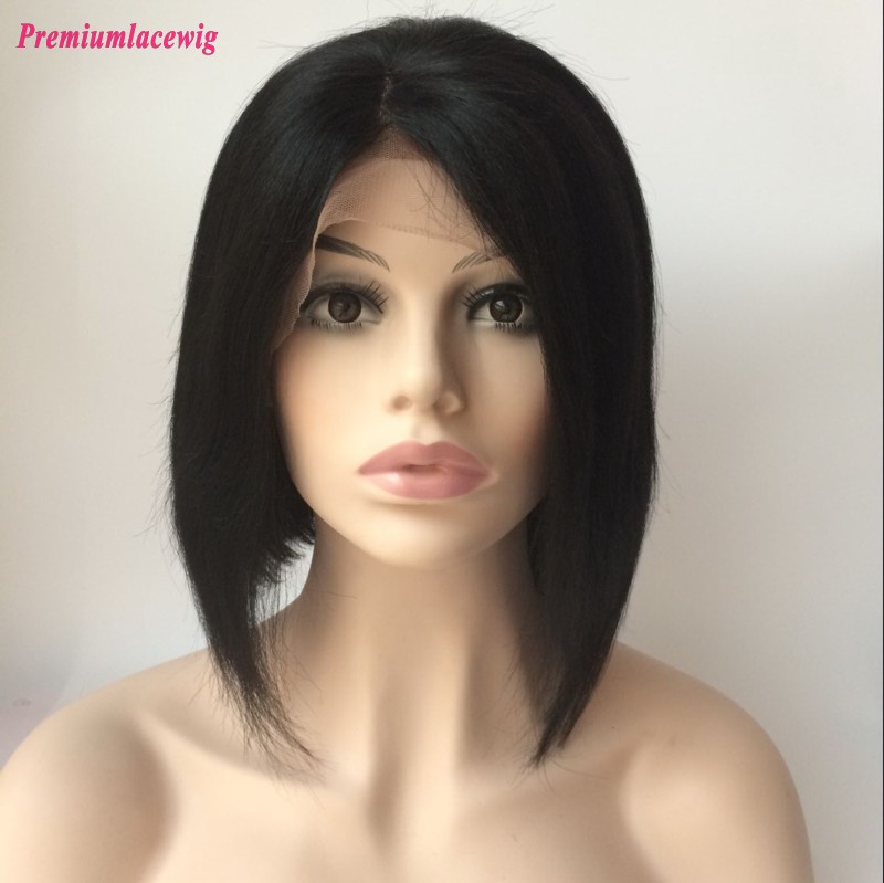 Bob Brazilian Lace Front Wig Straight Natural Color 12inch