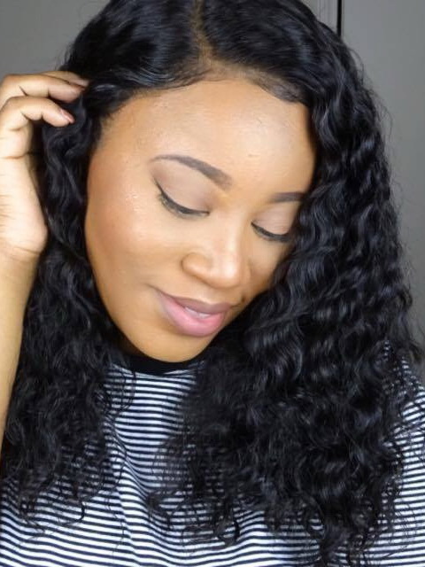 Deep Curly 360 Lace Wig Pre Plucked Brazilian Human Hair 16inch