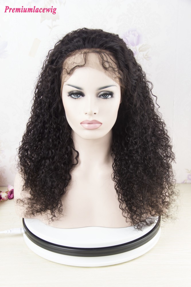 Premium Full Lace Wig Brazilian Kinky Curly Human Hair 18inch
