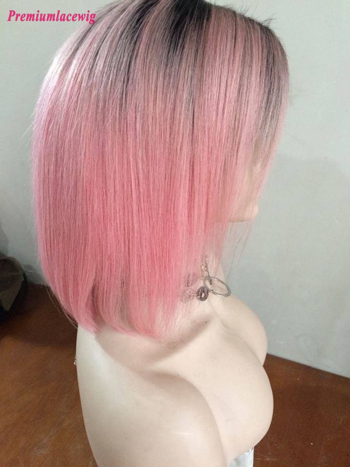 Beautiful Pink color Full Lace Wigs show
