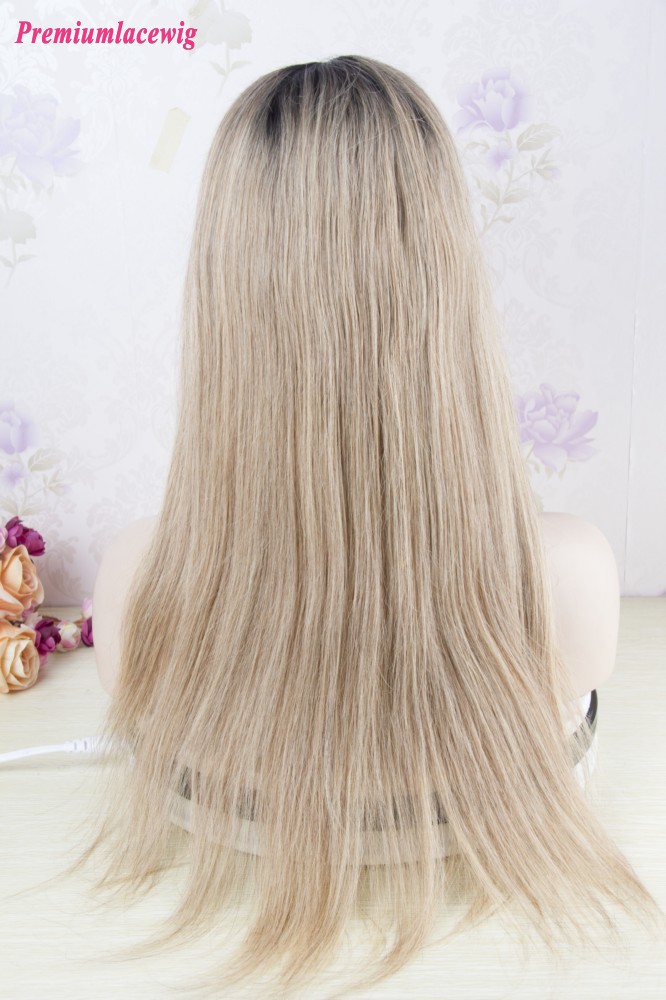 Root Color 1B-27 Full Lace Wig Peruvian Straight Hair 18inch