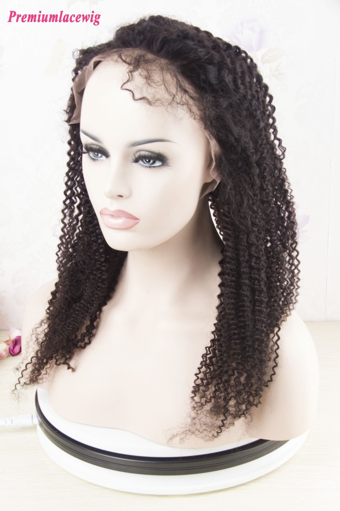 360 Lace Wig Brazilian Afro Kinky Curly Human Hair Wig 16inch_360 