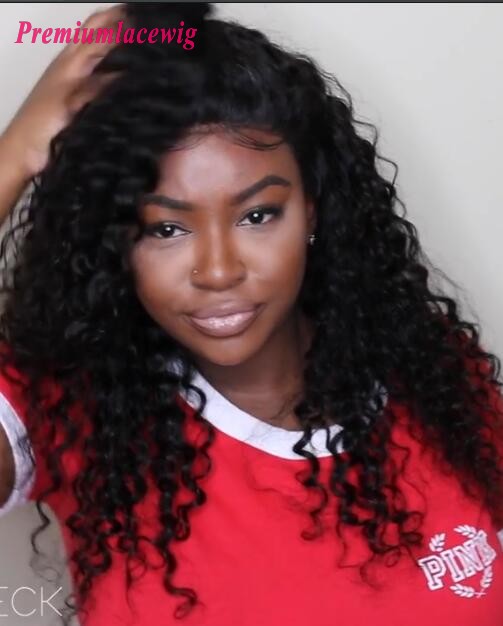 18inch Peruvian Hair 360 Lace Wigs Deep Curly 150% Hair Density