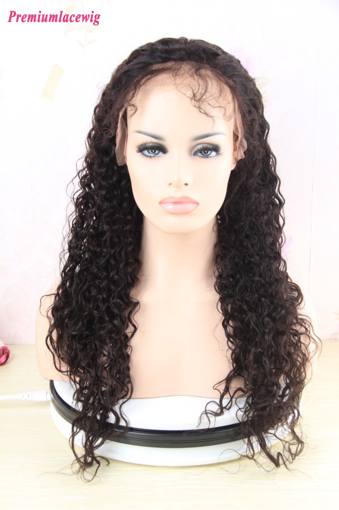 360 Lace Wig Kinky Curly Indian Hair Pre Plucked 16inch