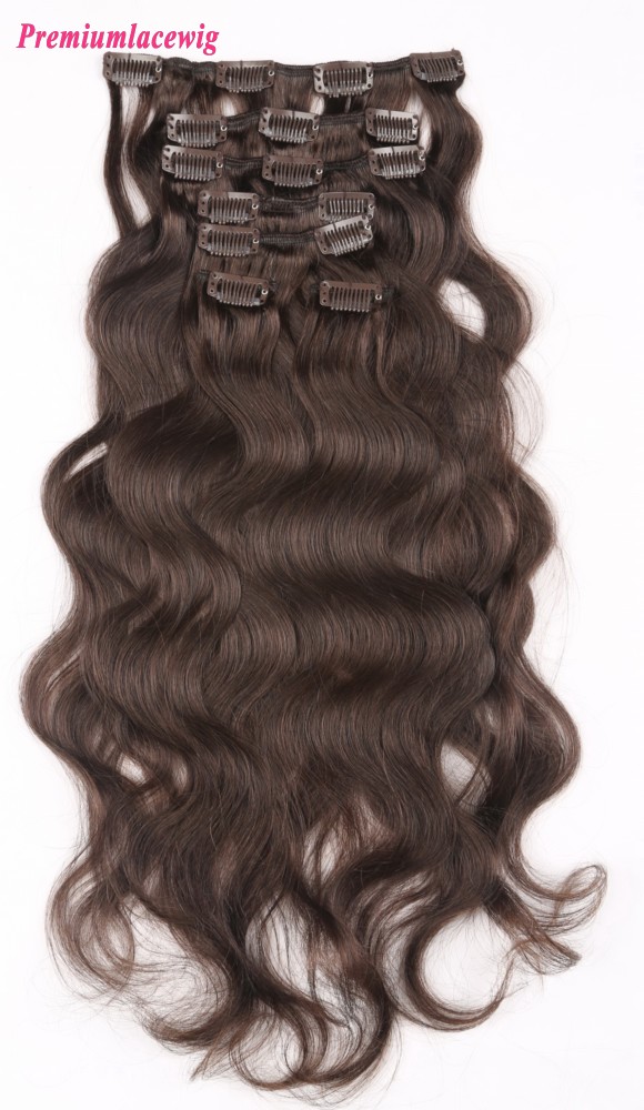 16inch #3 7pcs Body Wave Brazilian Cilp in Human Hair Extensions