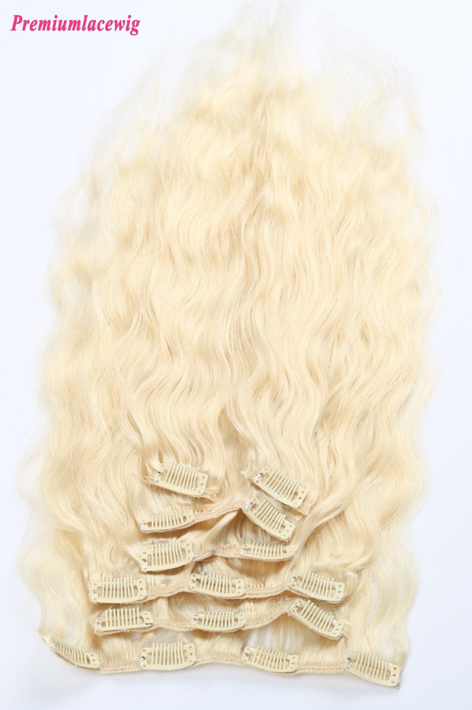 18inch #613 Blonde Body Wave Malaysian Clip in Human Hair Extensions