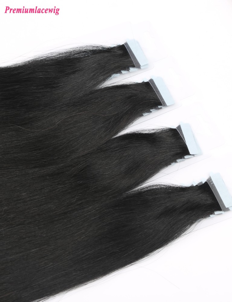 18inch 1 Straight Peruvian Jet Black Double Tape in Hair Extension