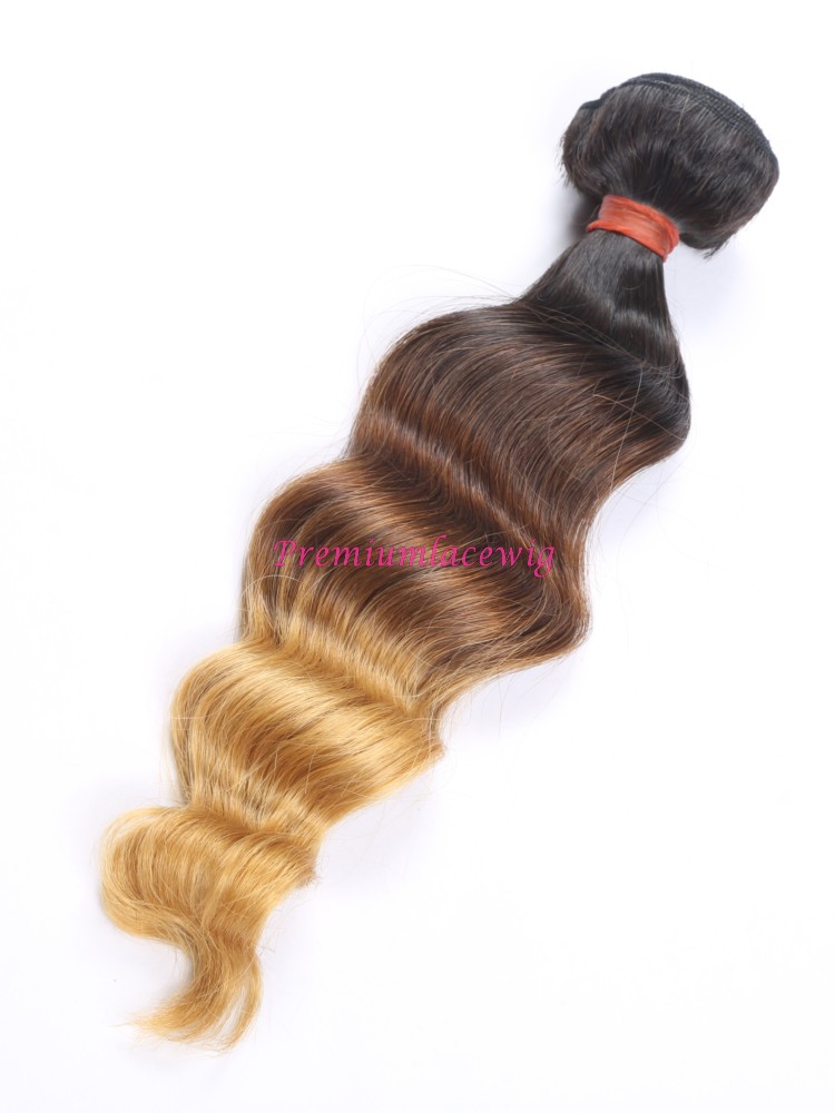 16 inch Ombre T1B/4/27 Loose Wave Brazilian Human Hair Bundles