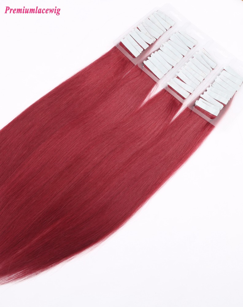 16inch Red Color Peruvian Double Tape in Human Hair Extensions