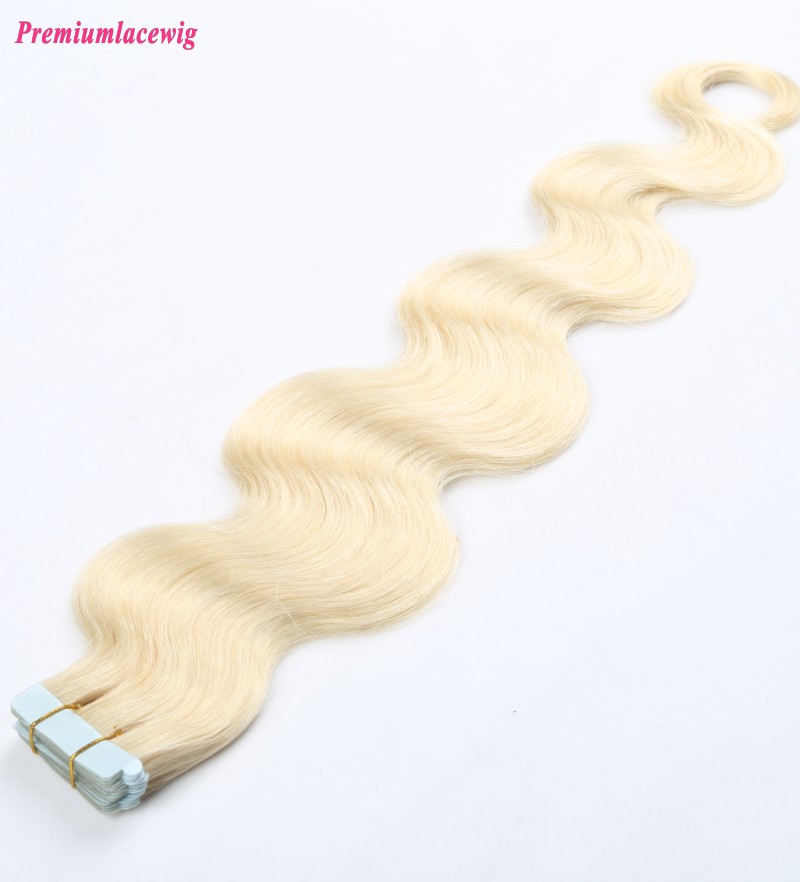 18inch #613 Blonde Body Wave Indian Double Tape in Human Hair Extensions