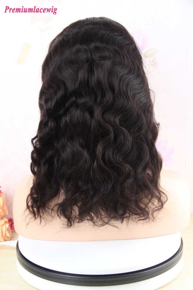 14 inch Deep Wave Bobo Full Lace Wig Malaysian Hair in 130% Densit