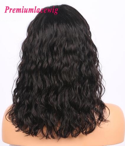 14 inch Full Lace Wig Peruvian Water Wave Human Hair 