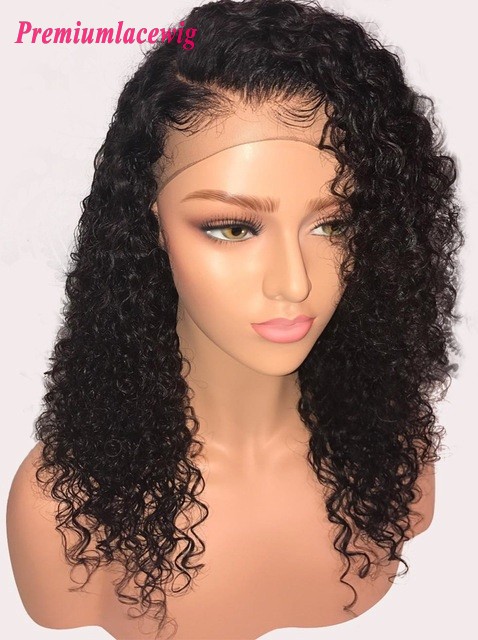 18inch Deep Curly Brazilian Virgin Hair Lace Front Wig