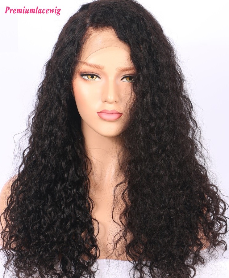 180% Density Brazilian Virgin Hair Water Curl Full Lace wig for women 22inch