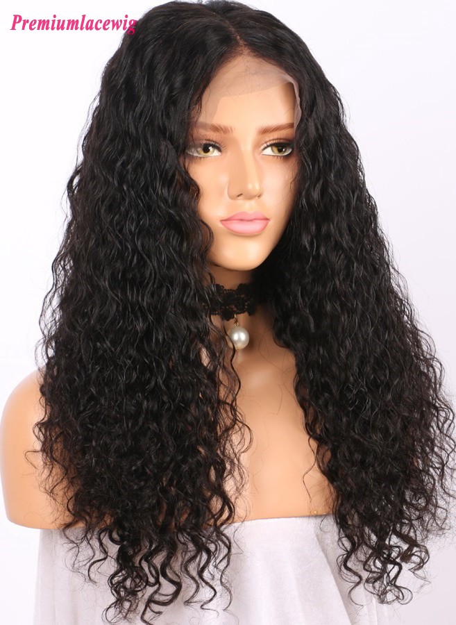 180 Density Brazilian Virgin Hair Water Wave Lace Front Wig