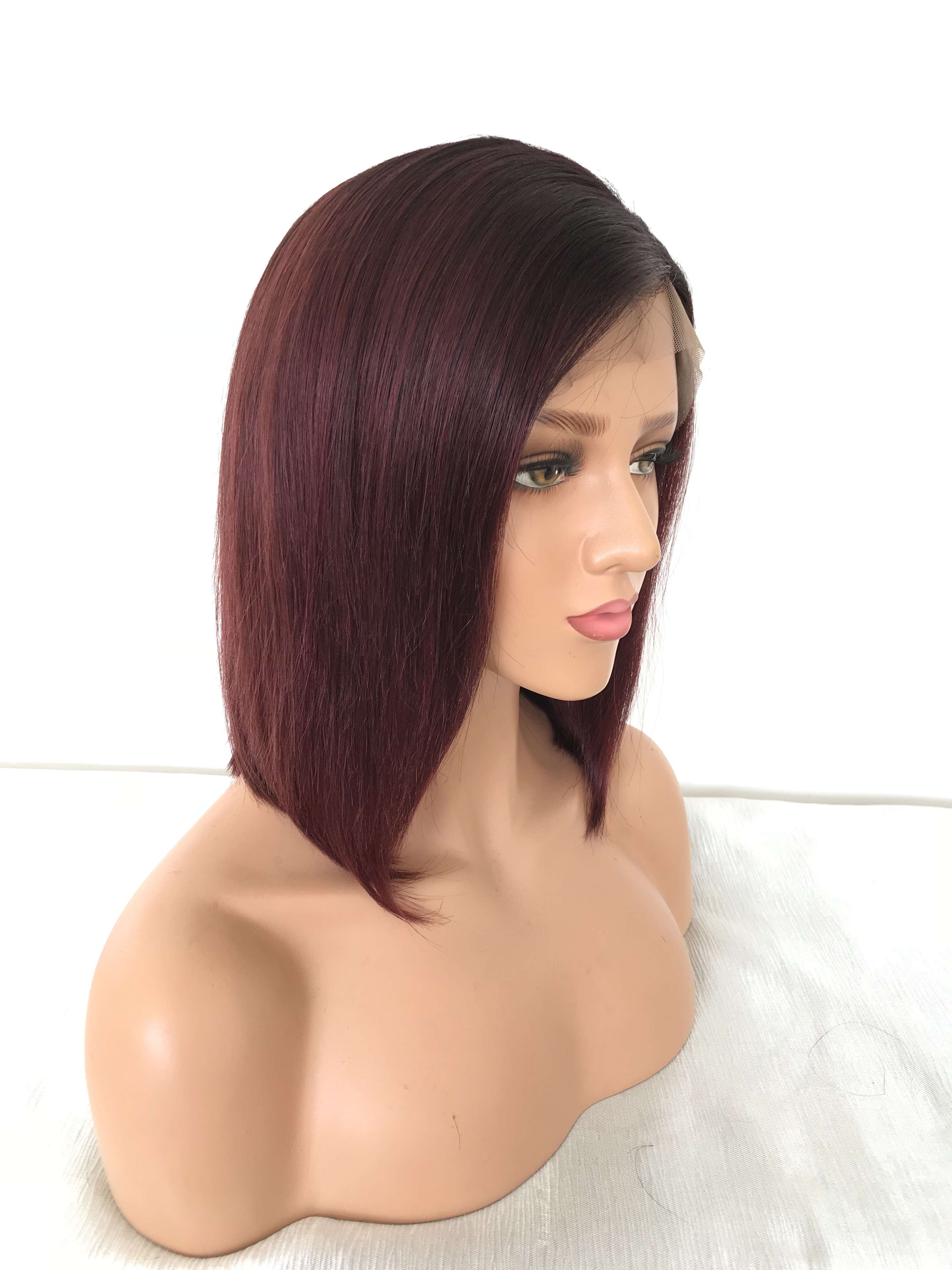 Bob Ombre T1B/99J burgundy glueless full lace wig 12inch